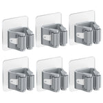 HASTHIP Mop and Broom Holders for Wall Storage featuring Pull In Roller Grip | Pack of 6