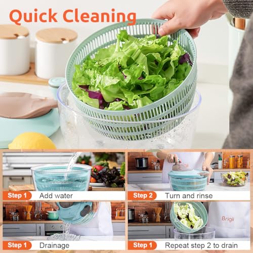 HASTHIP® Salad Spinner 4.24 Quart, Manual Vegetable Dryer with Rotatable Strainer, Easy Spin Lettuce Washer and Dryer, Large Food Preparation Tool for Salad, Vegetable, Fruit, and Pasta Cleaning