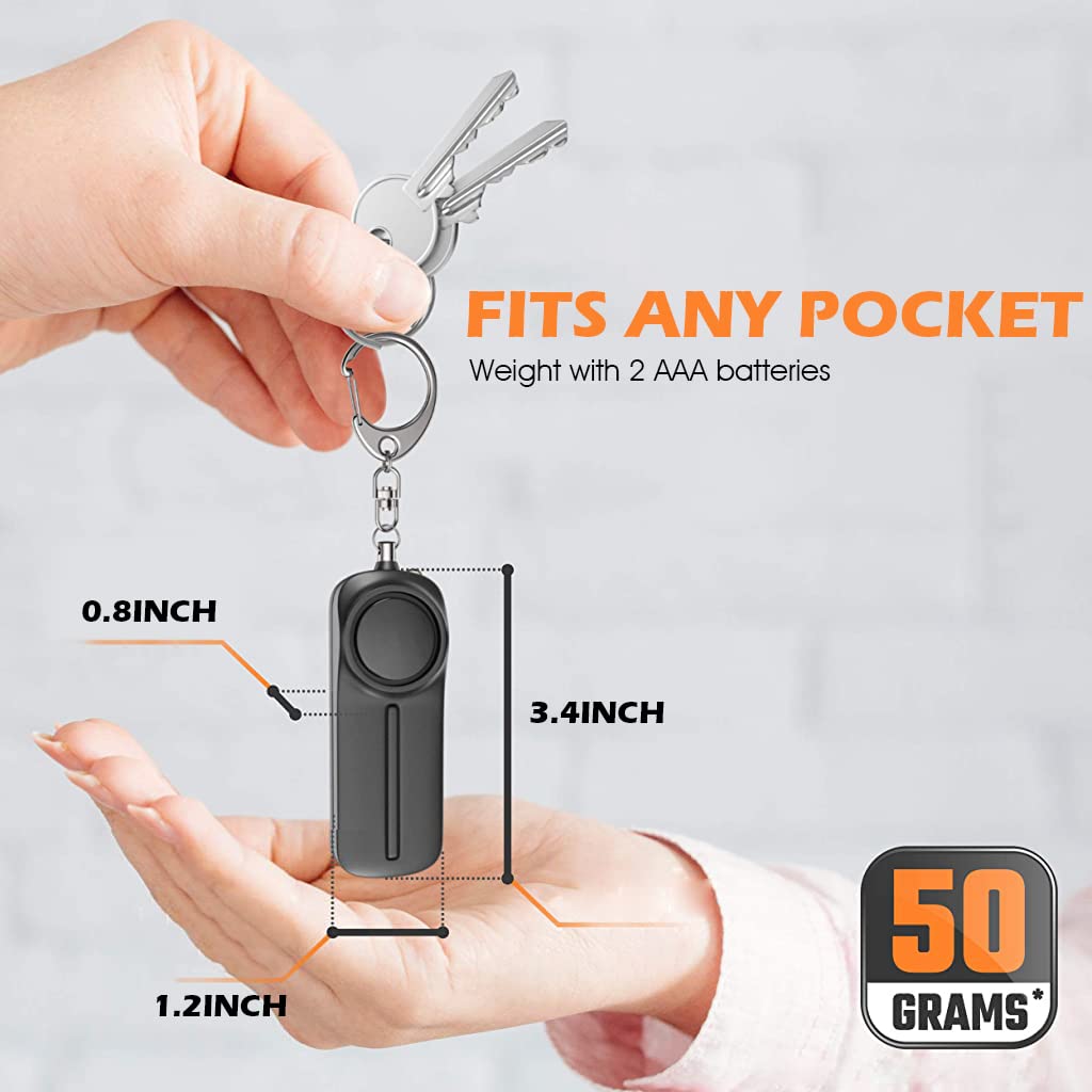 Supvox® Safety Gadgets for Self Defence, Safety Siren Keychain Loud Alarm for Women's Protection, 130 dB Loud Safety Siren Whistle with LED Light for Men, Children, Elderly, Without Battery (Black)