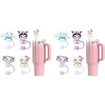 HASTHIP Kawaii Sanrio Series Drinking Straw Lids 8PCS with Anti-Lost Loop | Food-Grade Silicone for 10mm Universal Straws