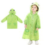 HASTHIP® Poncho Impermeable Infantil con Capucha,Chubasquero Reutilizable para Niños y Niñas,Impermeable con Bolsillos y Cobertura para Mochila Escolar Color Brillante Verde 3-7 Años