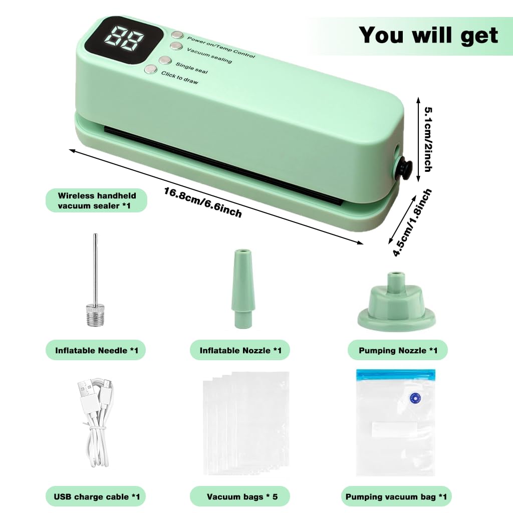 HASTHIP Vacuum Bag Sealer with Air Blower and USB Rechargeable Auto Sealing | 3 Attachments