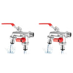 HASTHIP® 1/2 Inch Dual Outlet Garden Brushed Faucet Splitter Heavy Duty Zinc Alloy Double Valve Tap with Individual Control Outdoor Efficient Water Distribution Silver 2PCS