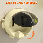 HASTHIP Wall Mounted Toothbrush Holder with Dual Slots and Flip Lid for Couples | No-Drill Adhesive Bathroom Organizer
