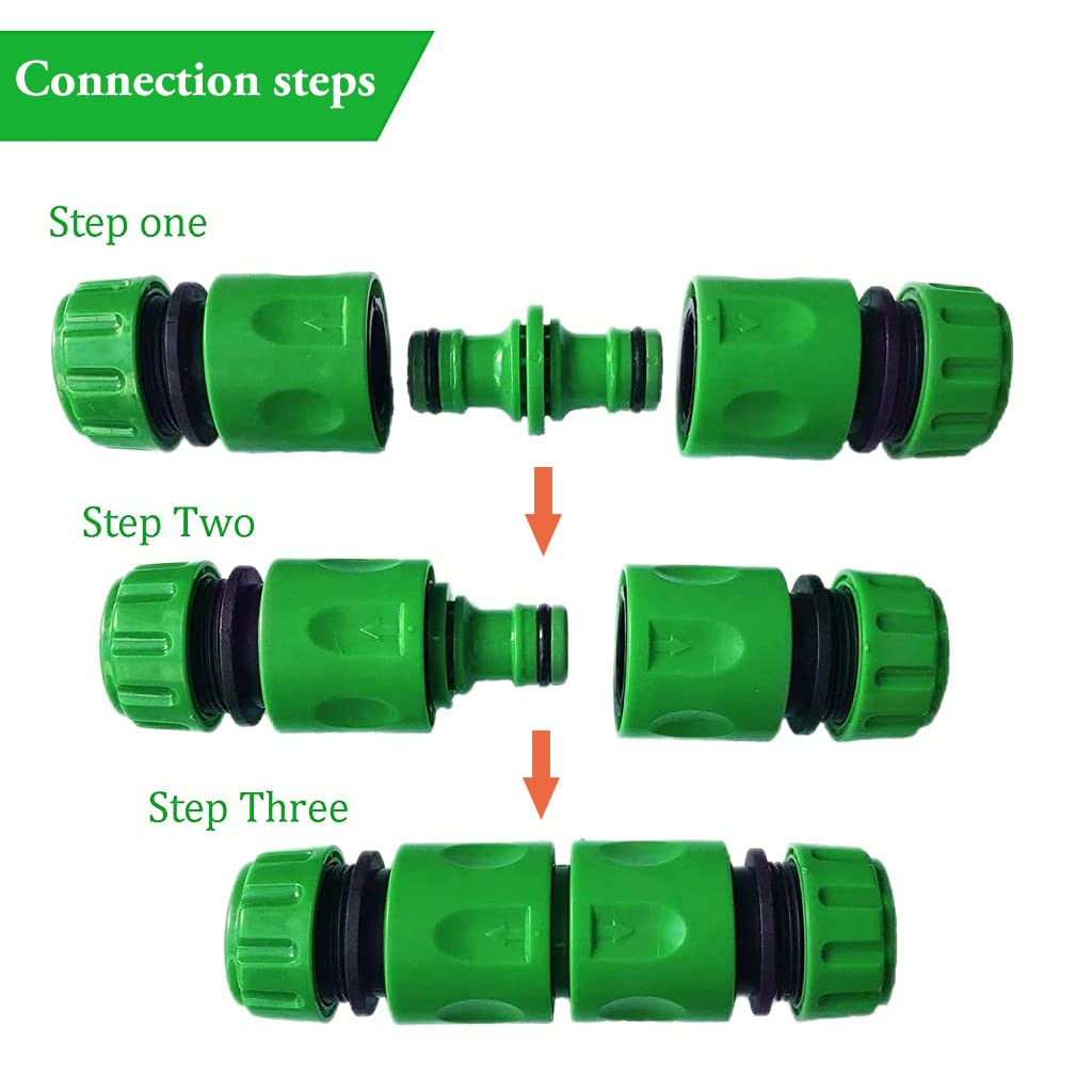 10Pcs Hose Pipe Connector for Tap & Garden Hose, Universal Tap Connector with 2 Double Male Snap Connector & 6 Hose End Quick Connector & 2 Hose Tap Connector, Suit for 1/2in 3/4in