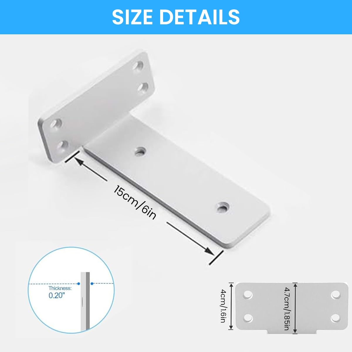 HASTHIP Floating Shelf Brackets for Wall Storage with Screw-Fixed T-Shape Support | White Carbon Steel 2Pcs 6 in