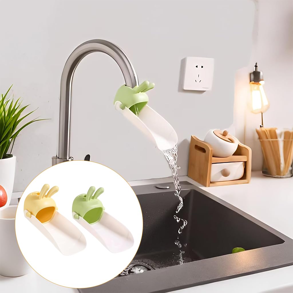 HASTHIP Faucet Water Guide Panels for Kitchen and Bathroom Sinks with Bunny Ear Design | 2Pcs Soft Rubber Grip and Sturdy PP Deflector