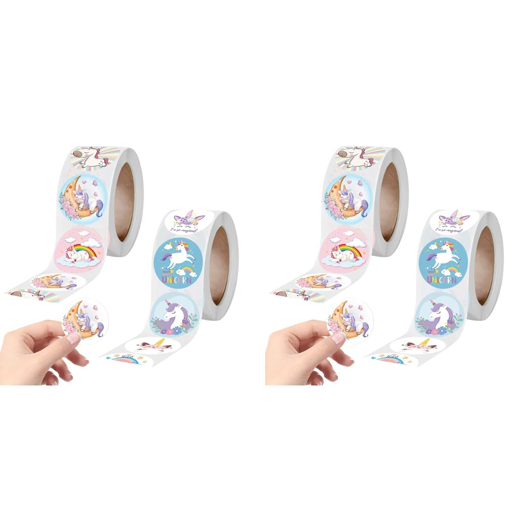 HASTHIP Unicorn Stickers for Kids DIY Crafts and Gift Bags 2000 pcs 1 inch Self Adhesive | Colorful Paper Decorations