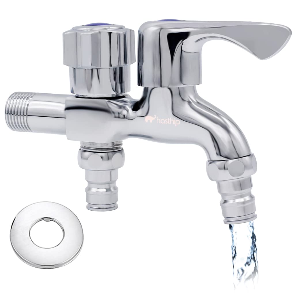HASTHIP Washing Machine Tap for Bathroom and Kitchen featuring Two Way Design | Chrome-Plated Brass Fixture