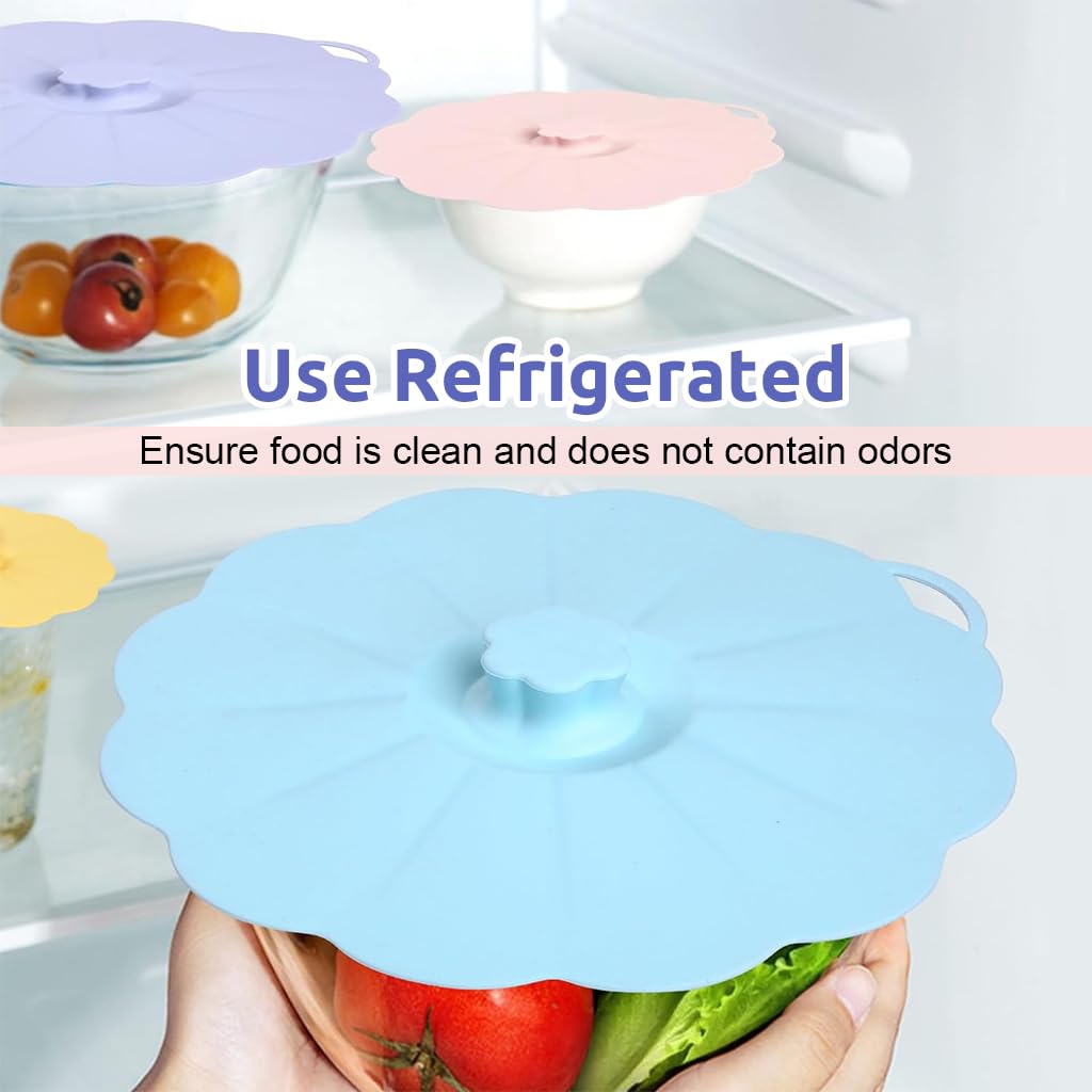 HASTHIP Silicone Lids for Kitchen Containers with 5 Sizes 4–12 in featuring Flower Shape Design