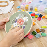 HASTHIP® Embroidery Floss Organizer Kit Cross Stitch Thread Storage Box Tools with Floss Bobbin Winder 80PCS Plastic Bobbins Color Number Stickers DIY Storage
