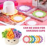 HASTHIP® NAWOKEENY Crochet Kit for Beginners,6 Colors DIY Crochet Floral Coasters Kit,Complete Starter with Yarn Hooks Accessories & Case Handmade Coaster Gift for Adults & Kids