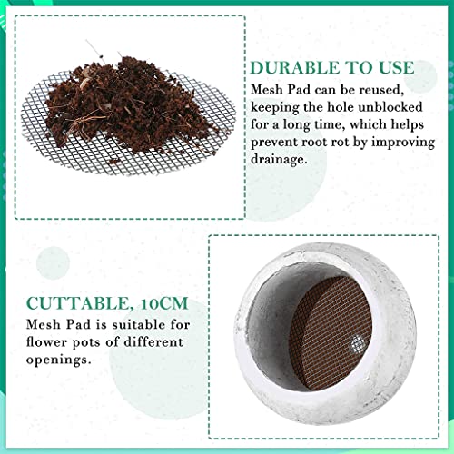 HASTHIP® 100PCS Flower Pot Hole Mesh Pad for Keep Soil from Flowing Away, 10cm Round Drainage Hole Screens for Bonsai Pot, Succulent, Table Top Planters