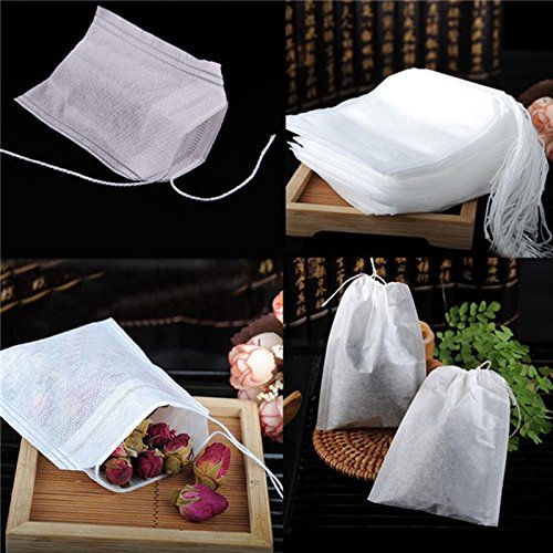 100 Pcs Disposable Tea Filter Bags, New Non-Woven Fabrics Empty Tea Bag with String Heal Filter Paper for Tea Leaf