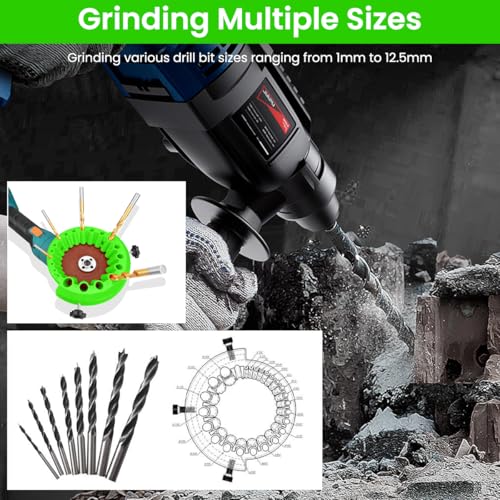 HASTHIP® Drill Bit Sharpener Attachment for Angle Grinder, 20-Groove Tilt System, Universal Sharpening Tool for 2-13mm Drill Bits, Electric Disc Cutter Accessory for DIY & Professional Use