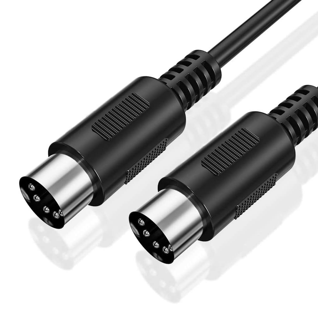 HASTHIP® Cable MIDI de 3.3 Pies, Cable 5 Pines DIN a DIN Macho a Macho Compatible con Teclado MIDI, Sintetizador, Piano, Controlador, Sampler y Otros Equipos Musicales, Conexión Estable y Sin