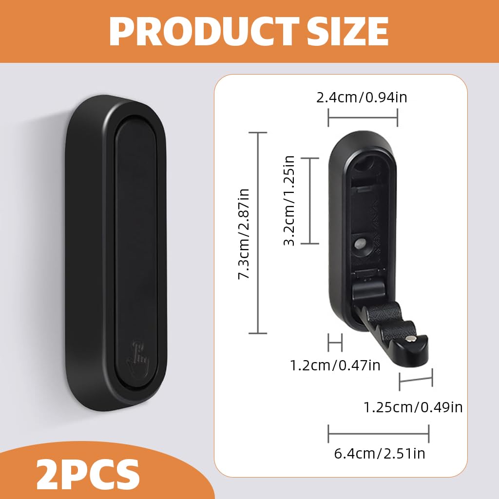 HASTHIP Folding Wall Hooks for Coats and Towels with 90° Foldable Design and Zinc Alloy | 2 Pcs Black Heavy Duty Set