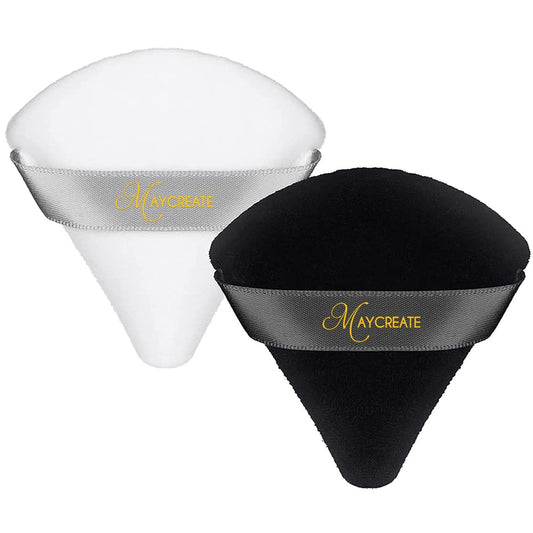 MAYCREATE® 2pcs Triangle Powder Puff For Women Makeup Sponge puff Face Dry Wet Makeup Puff for Loose Powder Body Powder, Cotton Cosmetic Sponge for Contouring, Under Eyes and Corners