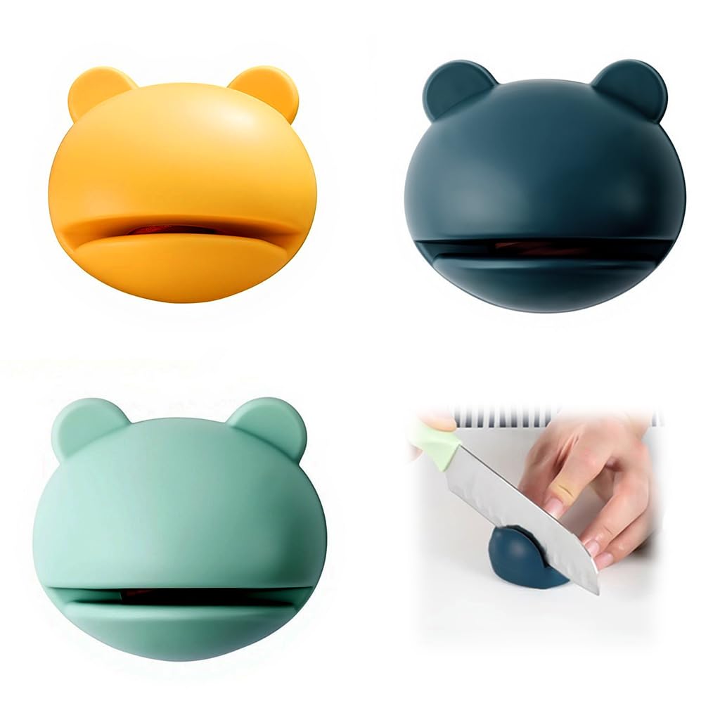 HASTHIP Manual Sharpener Set for Kitchen with Easy Pull Through Mechanism | 3PCS Frog Design