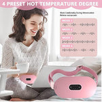 HASTHIP® Electric Cordless Heating Pad for Period Pain Relief, Back and Abdomen Cramps, Belly Warmer Heat Pad Belt with 4 Heat Levels & 4 Massage Modes, Auto Shut Off, Portable Gift for Women and Men