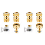 HASTHIP Garden Hose Tap Connector Set for 1/2 and 3/4 Inch Faucets with 360° Rotation | Solid Brass 8PCS Quick Connect Adapters