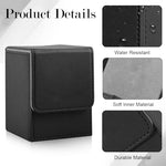 HASTHIP® Card Holder Game 100+ Card Deck Box,PU Leather Trading Storage Organizer,Magnetic Closure Collectable Cards Carry Case Universal Game Holder for TCG MTG CCG Black 7.1x6.7x9.5cm