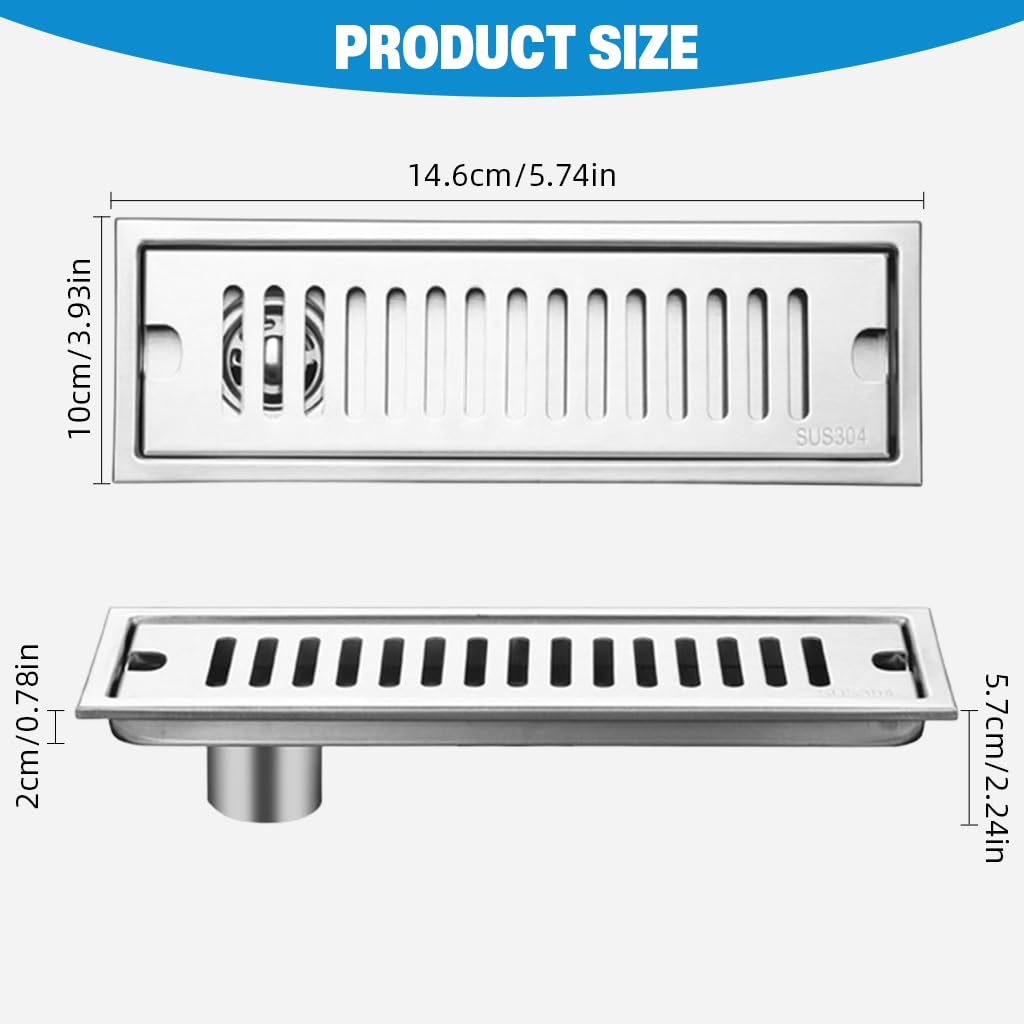 HASTHIP Stainless Steel Shower Floor Drain with 11.8 in Linear Design and Anti Odor Trap | Easy Clean Grate for Modern Bathrooms