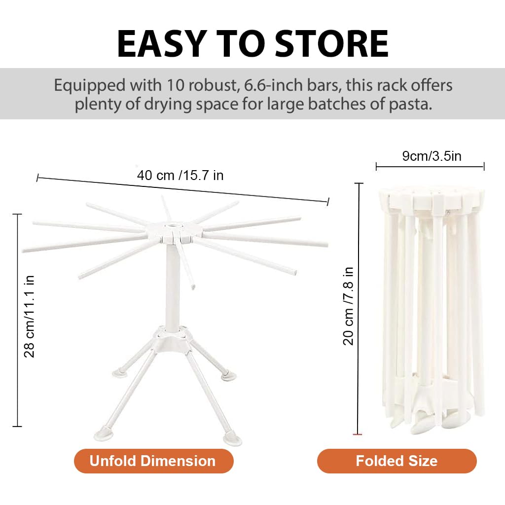 HASTHIP Pasta Drying Rack for Kitchen with 10 Bars and Foldable 11 in Design | Food Safe Plastic