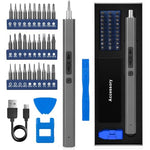 HASTHIP® Electric Screwdriver, Precision Screwdriver Set, 37 in 1 Precision Mini Electric Screwdriver with 30 Bits & Tools Cordless Screwdriver Set with LED USB Power Screwdriver Electric Screwdriver