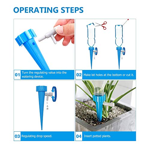 HASTHIP® Plastic 12 Pcs Drip Irrigation Kit For Home Garden Self-Watering Spikes For Plants Automatic Plant Water Dropper With Slow Release Control Valve Switch X3