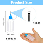 HASTHIP Precision Tip Applicator Bottles 12 pcs 30 ml for DIY Crafting with Fine Needle Caps