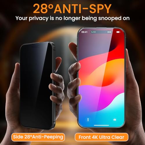 HASTHIP® Compatible with iPhone 6.1'' 2pcs HD Privacy Screen Protector HD Tempered Glass Screen Protector with Installation Assistant Anti-glare Screen Protectors for 6.1'' Screen Size