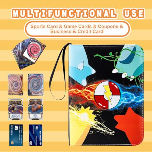 HASTHIP® 400 Pockets Card Binder Compatible with Pokemon,Trading Card Holder Organizer,Game Cards Collection Album Case Storage Binder for Kids Boys Girls TCG CCG Sports Cards Organizer Gift