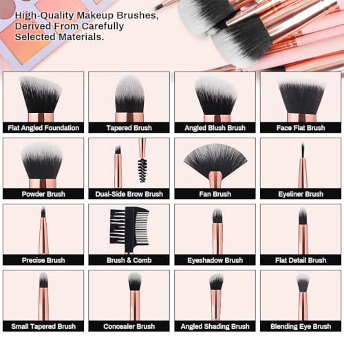 HASTHIP® Makeup Brush Set Professional 16PCS with Storage Pouch