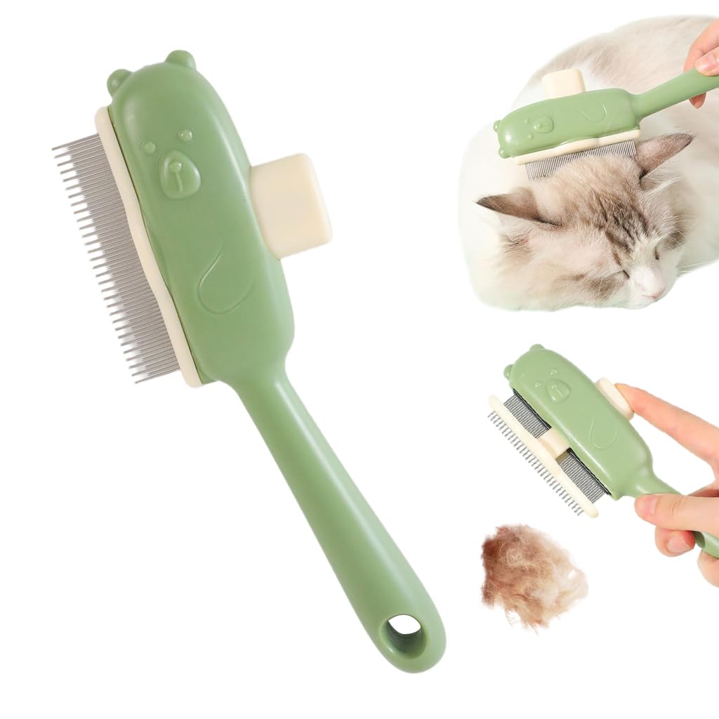 HASTHIP® Self-Cleaning Slicker Brush, One-Button Hair Release with Rounded Stainless Steel Tips, Gentle Dematting for Dogs & Cats, Removes Loose Fur, Mats & Tangles Safely