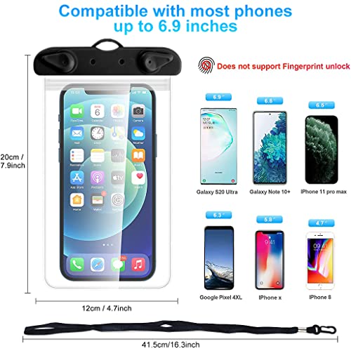 HASTHIP® Waterproof Mobile Pouch,Waterproof Pouch for Mobile Phone,Cover with Lanyard IPX8 PVC Touch Screen Underwater Phone for 6.9"& Below iPhone Samsung Pixel Mi Moto