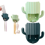 HASTHIP Toothbrush Holder for Bathroom Wall with Dual Slots and Self-Adhesive Mount | Green and Blue 2Pcs Set