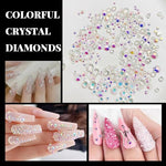 HASTHIP® 3D Nail Charms Crystal Nail Gems for Nail Art, Crystal Bow Nail Art Gems Flat Nail Jewels Decorations Aurora Flowers Chains Nail Stuff for Nail Art Decoration Design DIY Crafting