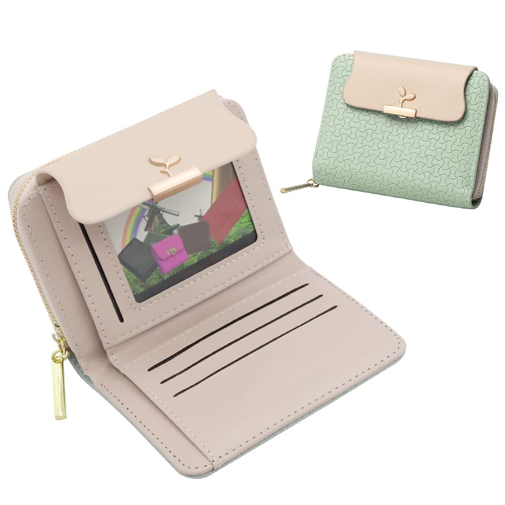 HASTHIP® Cartera pequeña para mujer de piel sintética con bloqueo RFID,diseño plegable con cremallera,tarjetero monedero y compartimento para efectivo bolso elegante y regalo ideal