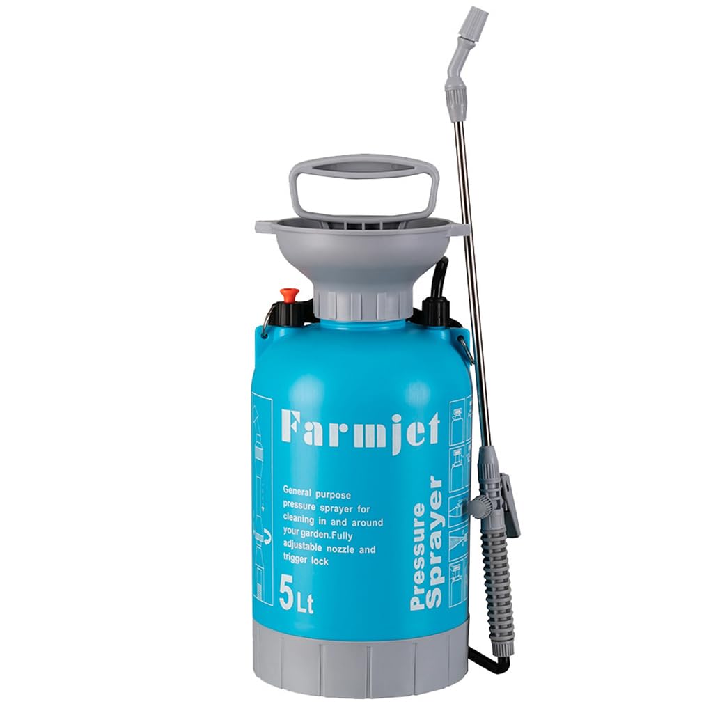HASTHIP® 5L Gardening Water Sprayer Manual Pump Water Sprayer Long Stainless Steel Nozzle Pump Sprayer Portable Gardening Water Sprayer Bottle with Handle & Shoulder Strap
