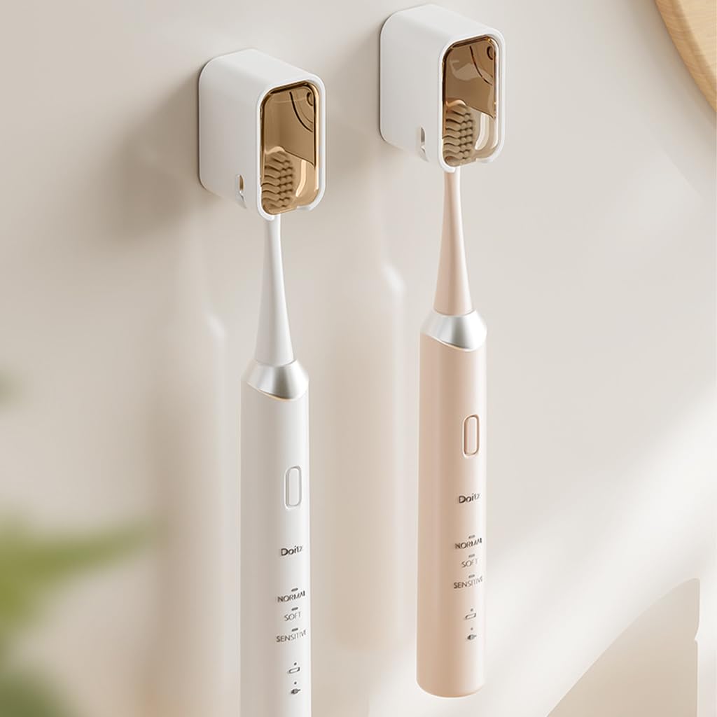 HASTHIP Wall Toothbrush Holder for Bathroom with 2pcs Self Adhesive Quick Dry Design | Removable Silicone Dustproof Storage