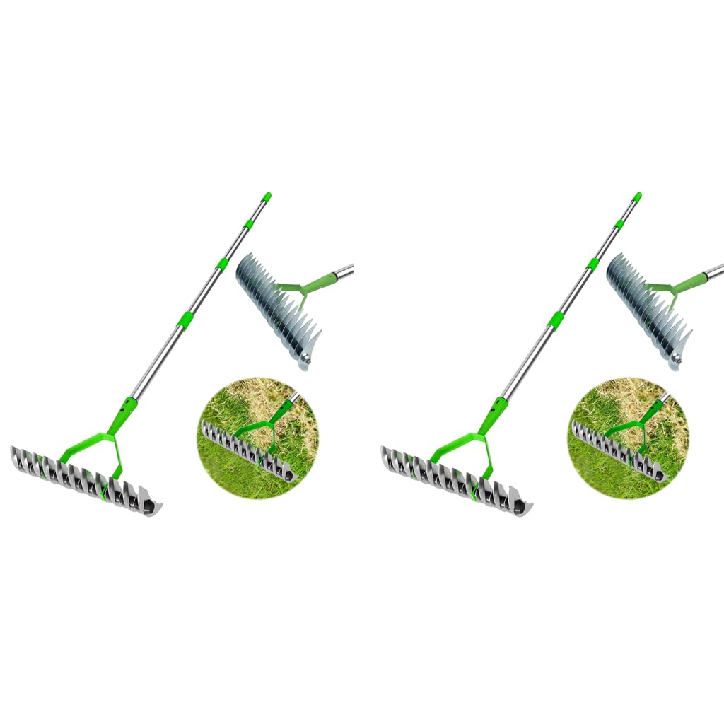 HASTHIP Garden Rake for Lawn Care with 170cm Adjustable Handle featuring Dual‑Edge Alloy Steel | 2PCS Heavy Duty Farming Tool