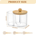 HASTHIP Cotton Swab Holder for Bathroom and Vanity featuring 2 in 1 Clear Organizer Box with Wooden Lid