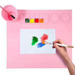 HASTHIP Silicone Craft Mat for Kids Arts and Crafts with Cleaning Cup and Mixing Plate 43×38cm