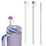 HASTHIP Silicone Straws 2Pcs for Stanley 40 oz Tumblers with Caps and Cleaning Brush | 12 inch Reusable Drinking Straws