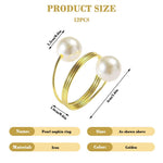 HASTHIP Napkin Rings for Weddings and Holiday Dinners with Faux Pearl Charms | Set of 6 Gold Wire Holders