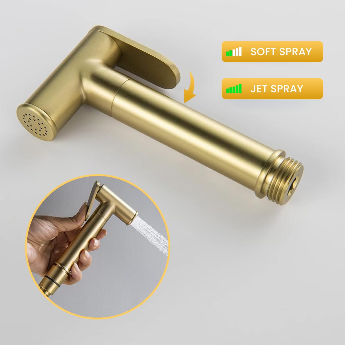 HASTHIP Toilet Bidet Sprayer System Kit with Cool and Warm Water Settings | Full Copper Golden Finish and Lever Handle