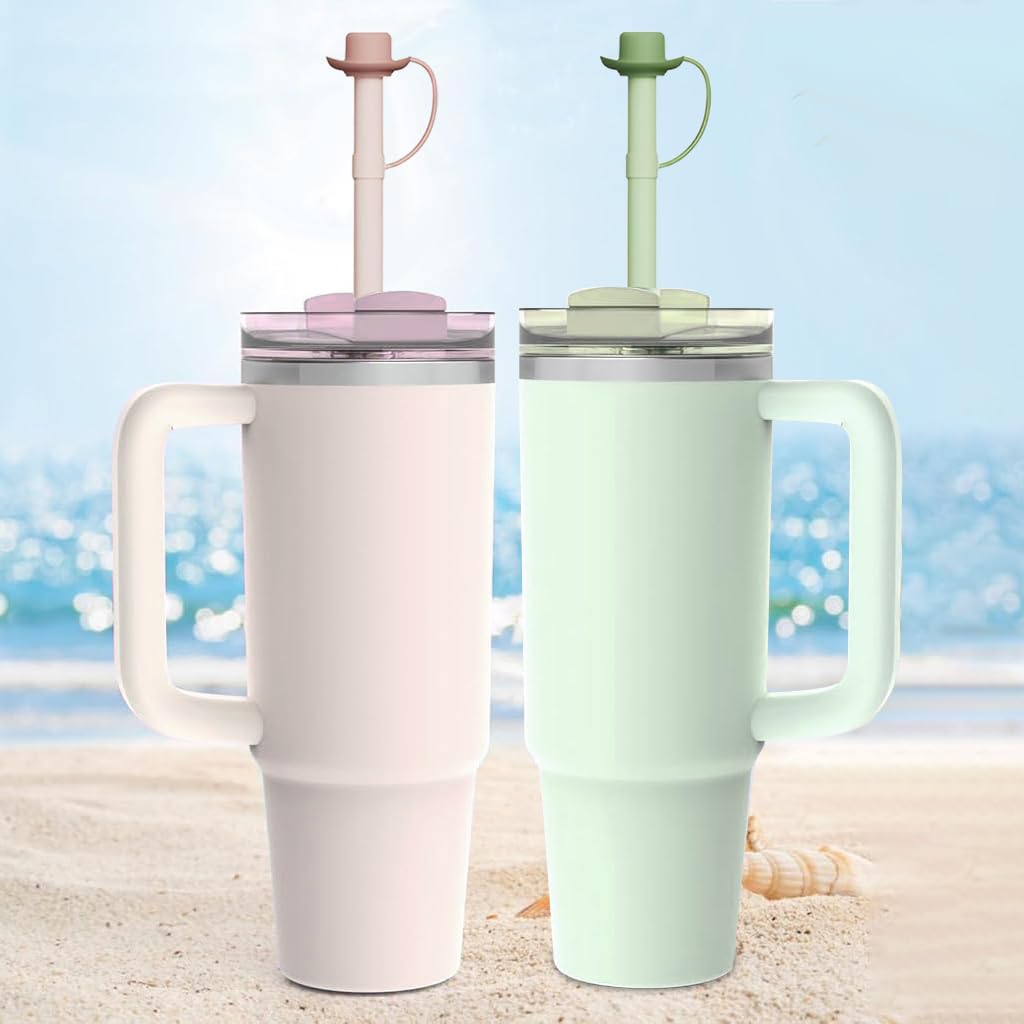 HASTHIP Silicone Straws for Stanley Cup with Caps 12 in Replacement | Food Grade 2 Pcs Set
