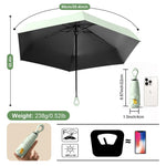 HASTHIP® Mini Sun Umbrella Automatic Open, UPF 50+ Automatic Open/Close Windproof Travel Folding Umbrella with 6 Strong Ribs Design, 99 UV Protection Fashion Outdoor Umbrella with Hanging Handle