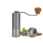 Coffee Grinder Machine Full Metal Manual Coffee Bean Grinder with Grind Size Adjust Knob 25g Capacity CNC Steel Conical Burr & Wooden Grip Handle for Camping Espresso Hand Brew Coffee Crusher